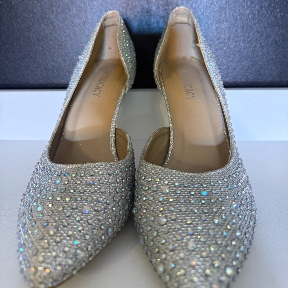 Delicacy Silver Rhinestone Embellished Heels